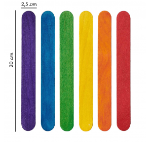 25 GRANDS BATONNETS EN BOIS COLORE